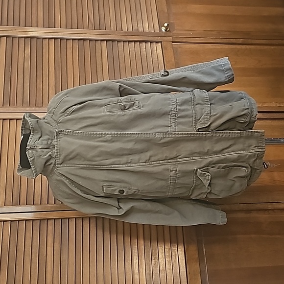 matty m army style cargo jacket long pockets zipper front cargo army style green - Picture 8 of 15